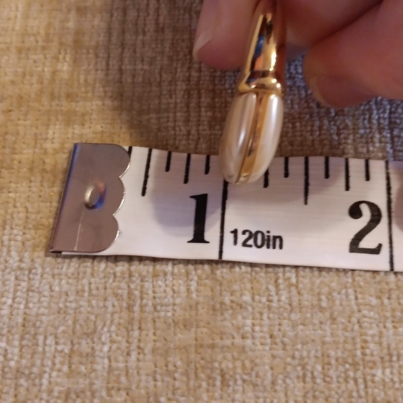 Gold Tone and Cream Post Pierced Earrings - Picture 6 of 6